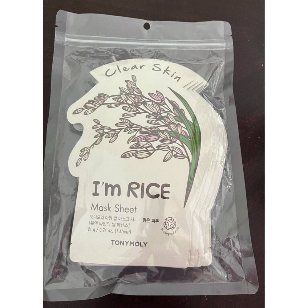 New 10 Pack - Tony Moly - I'm Rice Mask Sheet - Clear Skin